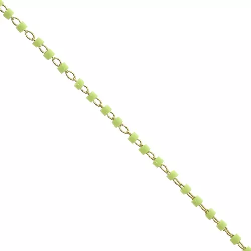 1.70mm Bead Chain with Miyuki Delica 11/0 Gold Tone/Light Green x1m