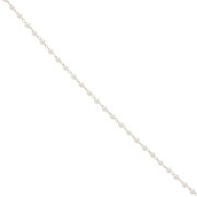 Beaded chain with imitation mother-of-pearl beads 3mm - Stainless steel 304L Gold - White x1m
