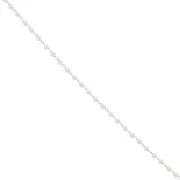 Beaded chain with imitation mother-of-pearl beads 3mm - Stainless steel 304L Gold - White x1m