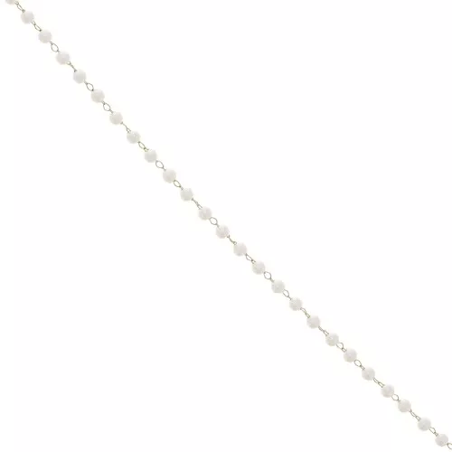 Beaded chain with imitation mother-of-pearl beads 3mm - Stainless steel 304L Gold - White x1m