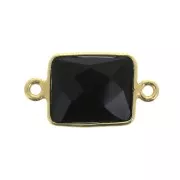 10x8mm 925 Sterling Silver 2 rings spacer - Gold Plated - Black Onyx x1