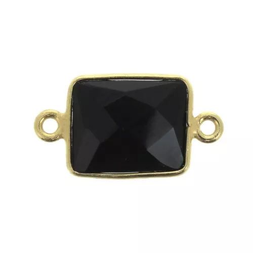 10x8mm 925 Sterling Silver 2 rings spacer - Gold Plated - Black Onyx x1