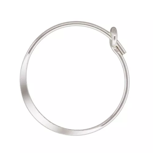 15mm 925 Sterling Silver round flattened hoop earring to decorate x2
