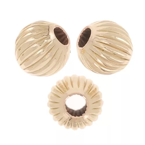 2mm Gold filled Striated round beads x10