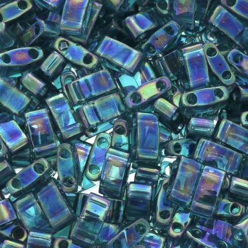 5x2.3x1.9mm Miyuki Half Tila Beads HTL-2458 - Transparent Teal AB x10g