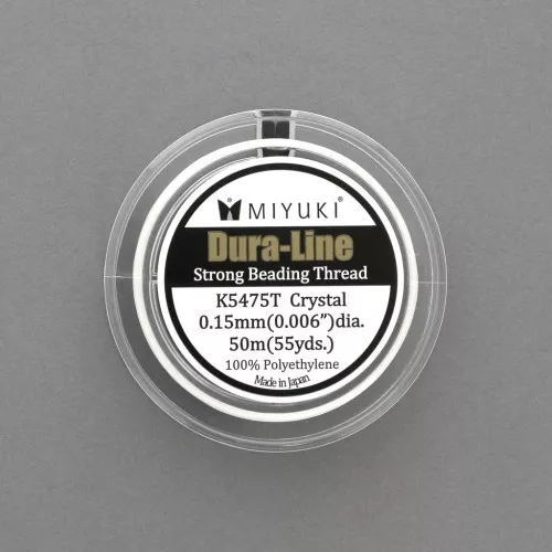 0.15mm Miyuki Dura-Line thread in woven nylon - Crystal x50 m