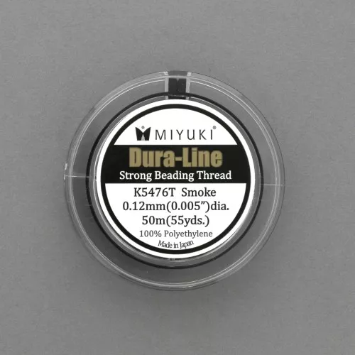 0.12mm Miyuki Dura-Line thread in woven nylon - Smoke x50 m