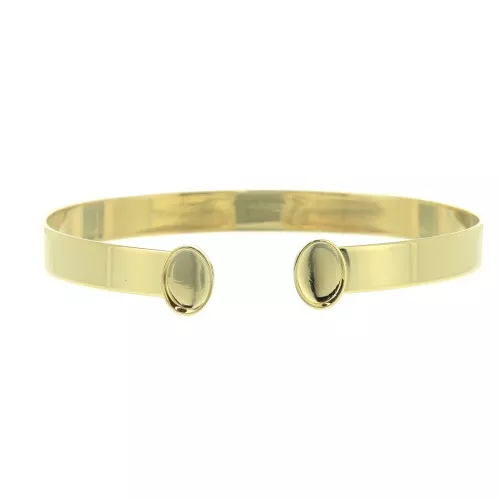 6x174mm Brass bracelet for oval 8x6mm flat back cabochon - fine Gold plated x1