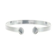 6x174mm Brass bracelet for oval 8x6mm flat back cabochon - Silver Tone x1