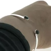 6x174mm Brass bracelet for oval 8x6mm flat back cabochon - Silver Tone x1