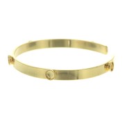 5x174mm Brass Bracelet with 5 settings for 4mm flat back cabochon - fine Gold platedx1