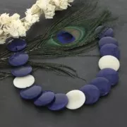 20mm Flat round Tagua bead - Turquoise Blue x1