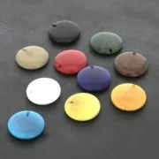 20mm Flat round Tagua bead - Turquoise Blue x1