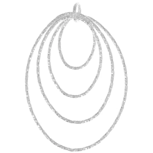 35.5mm 925 Sterling Silver oval diamond effet pendant x1
