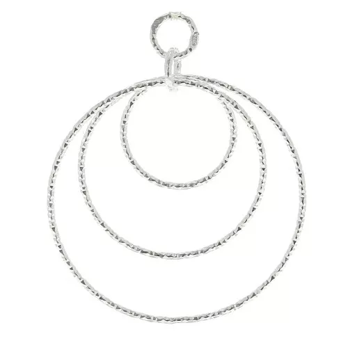 30mm 925 Sterling Silver Round diamond effet pendant x1
