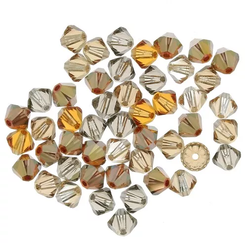 Mix of PureCrystal 5328 Crystal Bicones 4mm Honey x50