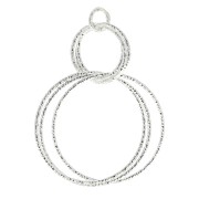 38mm 925 Sterling Silver Round diamond cut pendant with intertwined rings x1