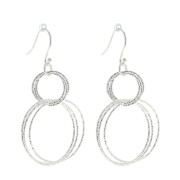 38mm 925 Sterling Silver Round diamond cut pendant with intertwined rings x1