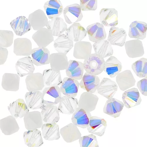 Mix of PureCrystal 5328 4 mm White crystal spinning tops x50