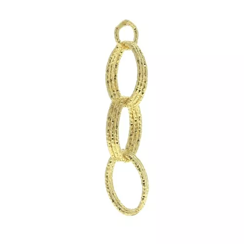 35mm 925 Sterling Silver oval diamond effet pendant - Gold plated x1