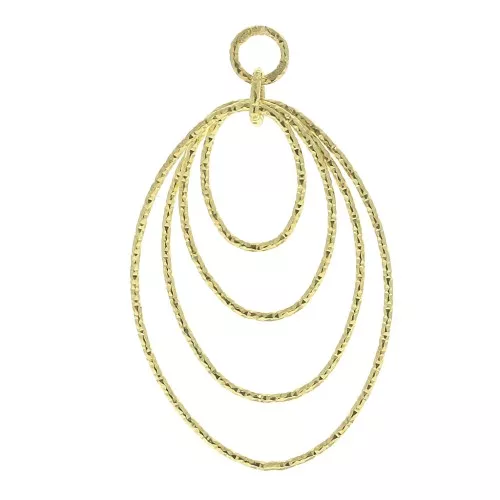 35.5mm 925 Sterling Silver oval diamond effet pendant - Gold plated x1