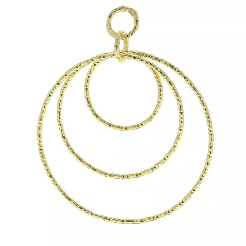 30mm 925 Sterling Silver Round diamond effet pendant - Gold plated x1