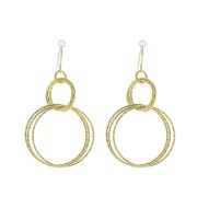 38mm 925 Sterling Silver Round diamond cut pendant with intertwined rings - Gold plated x1