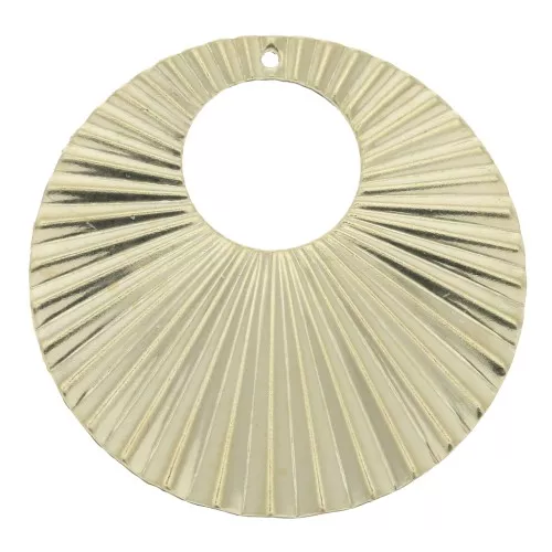 34mm Gold Filled round openwork hoop earring pendant pleated effect x1