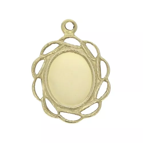16.5x12mm Gold Filled Fine oval pendant for 8x6mm flat back cabochon x1