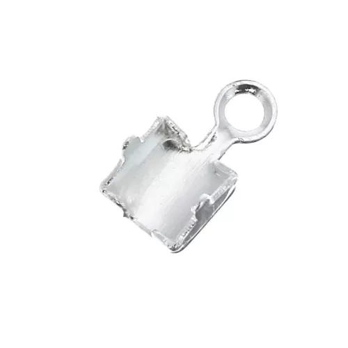 3mm Chain End for Crystal Rhinestone Chain - fine silver plating x1