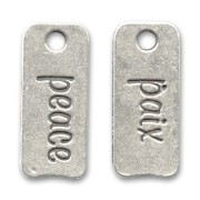 Paix/peace charm 28x12mm Antique Silver Plating x1