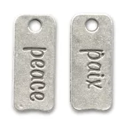 Paix/peace charm 28x12mm Antique Silver Plating x1
