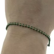 3mm Fancy mesh chain with epoxy resin beads - Green - Gold Tone x50cm