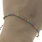 3mm Fancy mesh chain with epoxy resin beads - Multicolored - Gold Tone x50cm