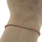 3mm Fancy mesh chain with epoxy resin beads - Multicolored - Gold Tone x50cm