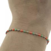 3mm Fancy mesh chain with epoxy resin beads - Multicolored - Gold Tone x50cm