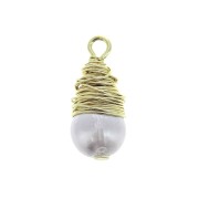 17.5x8mm Charm with imitation mother-of-pearl bead and brass wire - Gold - Whitex1