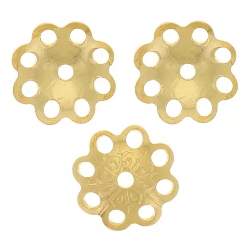 6mm 925 Sterling Silver Filigree Bead Caps - Gold Plated x10