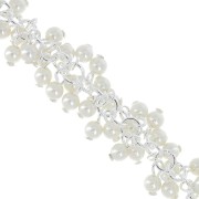 11mm Cluster mesh chain - imitation mother-of-pearl beads - White - fine silve22cm|raw }}