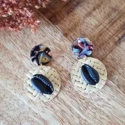 15mm Cellulose acetate earstuds - Tortoiseshell - Multi Blue - White x2