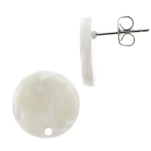 15mm Cellulose acetate earstuds - Tortoiseshell - Pearly White x2