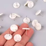 15mm Cellulose acetate earstuds - Tortoiseshell - Pearly White x2