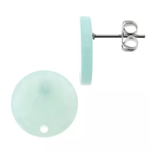 15mm Cellulose acetate earstuds - Tortoiseshell - Pearly Mint x2