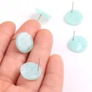 15mm Cellulose acetate earstuds - Tortoiseshell - Pearly Mint x2