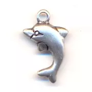Dolphin charm 22mm Old silver tone x1