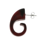 29x12mm Snail shape cellulose acetate  Earstuds - Red - Black x2