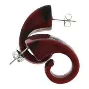 29x12mm Snail shape cellulose acetate Earstuds - Red - Black x2