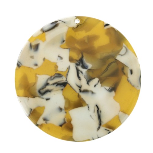 35mm Round acetate XXL pendant - Tortoiseshell - Ochre - White x1