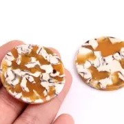 35mm Round acetate XXL pendant - Tortoiseshell - Ochre - White x1