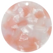 35mm Round acetate XXL pendant - Tortoiseshell - Light Pink - Salmon x1|raw }}